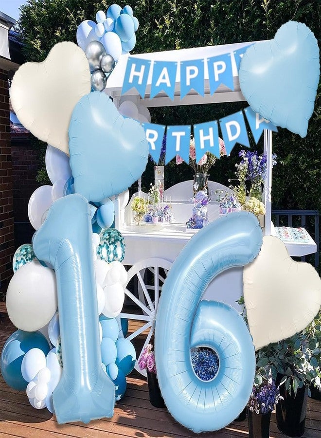 Florisland Blue 13 Balloon Number Pastel Blue Birthday Party Decor for Girls Boys, 40inch Big Sky Blue Balloon Foil Mylar 13 Birthday Balloon for 13th Birthday Party Anniversary Decorations Supplies Favors - Image 5